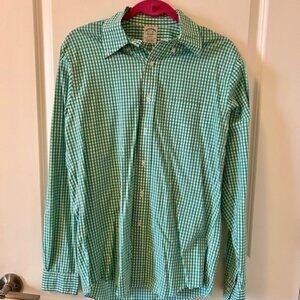 Brooks Brothers 15 1/2-36 green small check button down